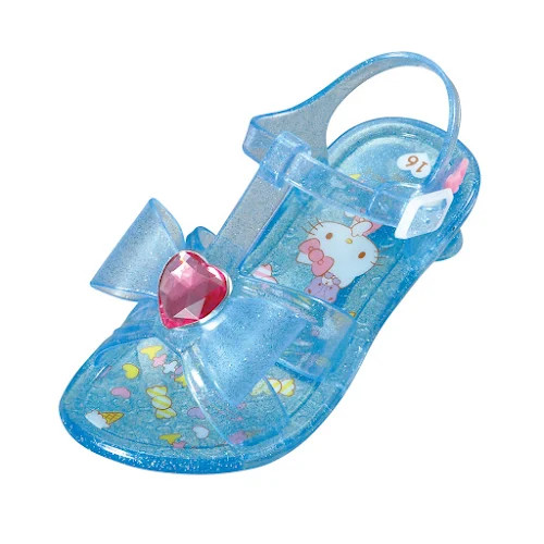 SA-9210 kid stipe slip-in shoes-Hello Kitty-saxe-16cm