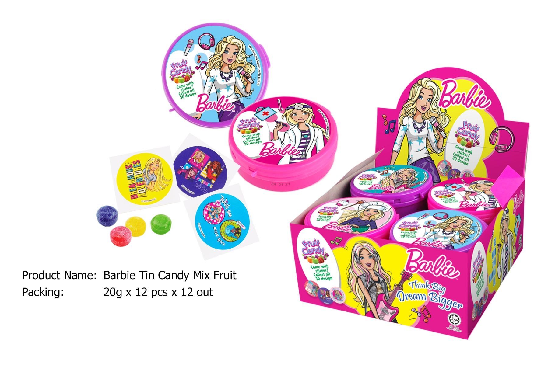Kẹo hộp Barbie Hương trái cây – Barbie Fruit candy